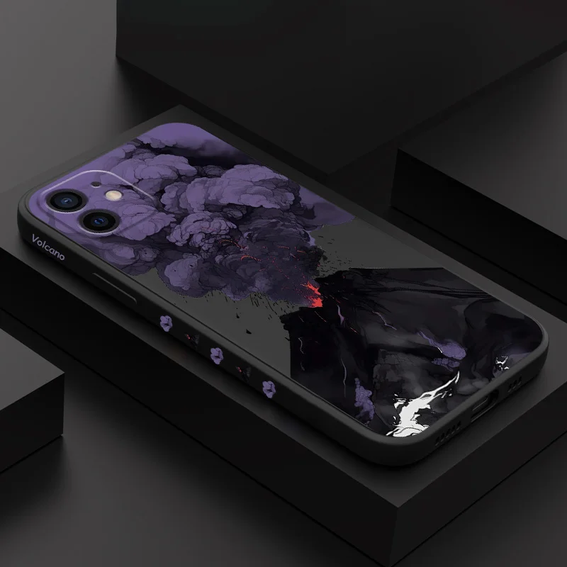 

Purple Volcano Phone Case For iPhone 12 11 X XR XS 8 7 SE2 Plus Pro Max Mini Silicone Cover