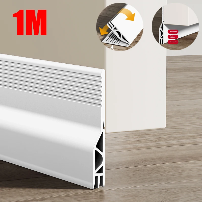 1M 50mm Height Door Bottom Gap Seal Strip Windproof Dustproof Soft TPE Self-adhesive Weather Strip Noise Reduction Sealing Strip