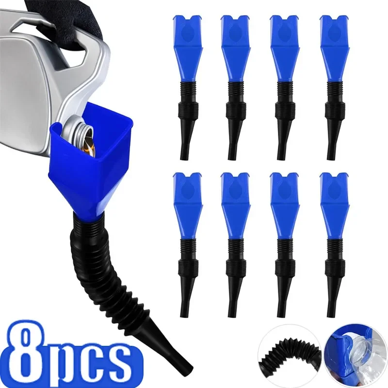 1-8PCS Car Refueling Funnel Gasoline Foldable Engine Oil Funnel Plastic Funnel Car Motorcycle Refueling Tool Auto Accessories