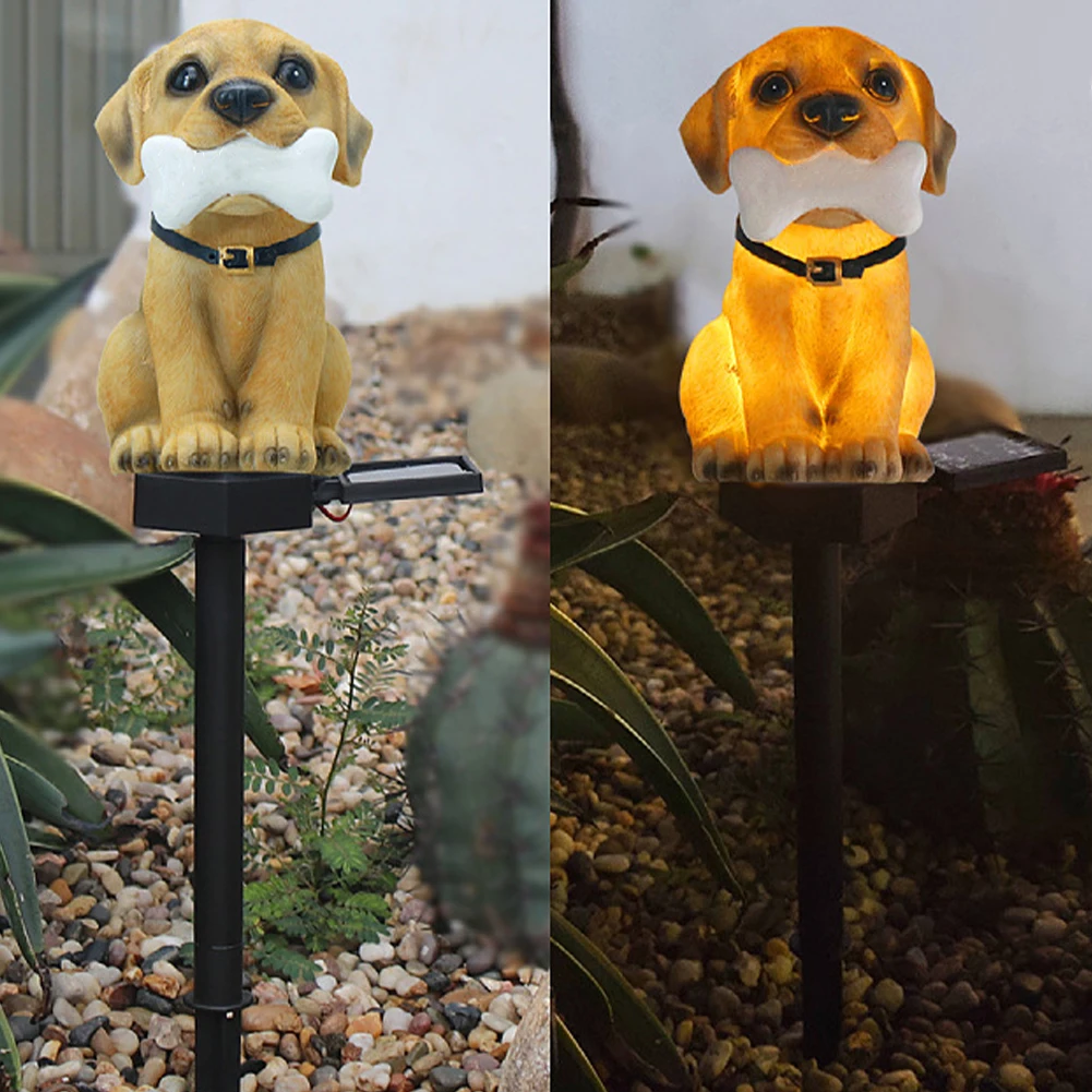 Lampe solaire LED imperméable d'extérieur, luminaire décoratif en forme de chien, idéal pour une pelouse de jardin ou une cour