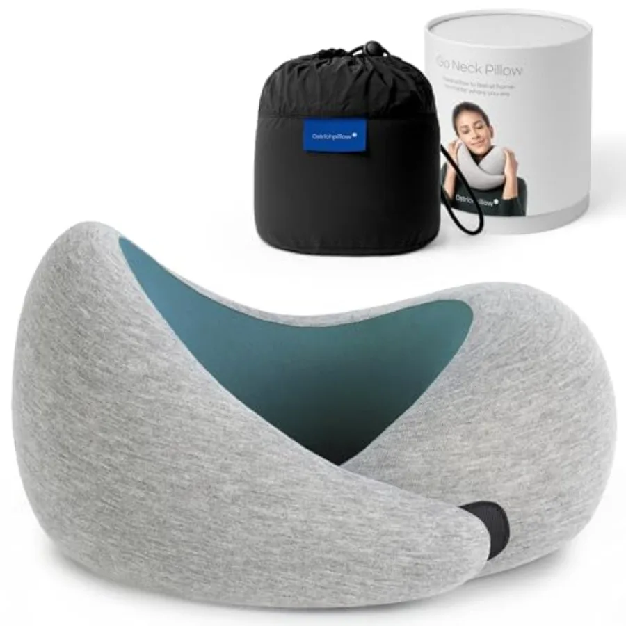 

Подушка для путешествий Ostrichpillow Go Neck: дорожная подушка для самолетов из премиальной пены с эффектом памяти, эргономичный дизайн 360°, асимметричная форма