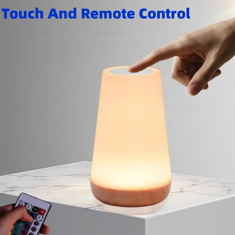 Nachtlicht mit 13 Farbwechseln, Fernbedienung, Touch-USB, wiederaufladbar, RGB-Nachtlampe, dimmbare Lampe, tragbare Tisch-Nachttischlampe