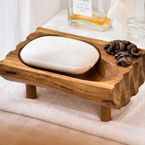 Household Bathroom Drain  Soap  Holder High-end Creative Solid Wood Soap Box