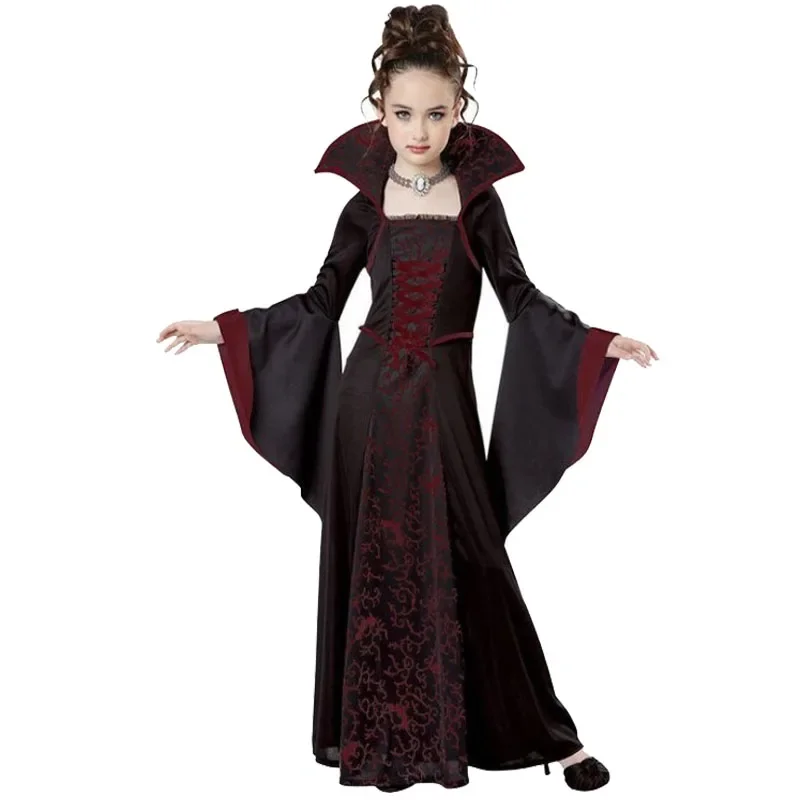 Halloween Cosplay Witch Vampire Costume for Kids Girls Disfraz Carnival Dress Up Party Mujer Children\'s Performance Clothing