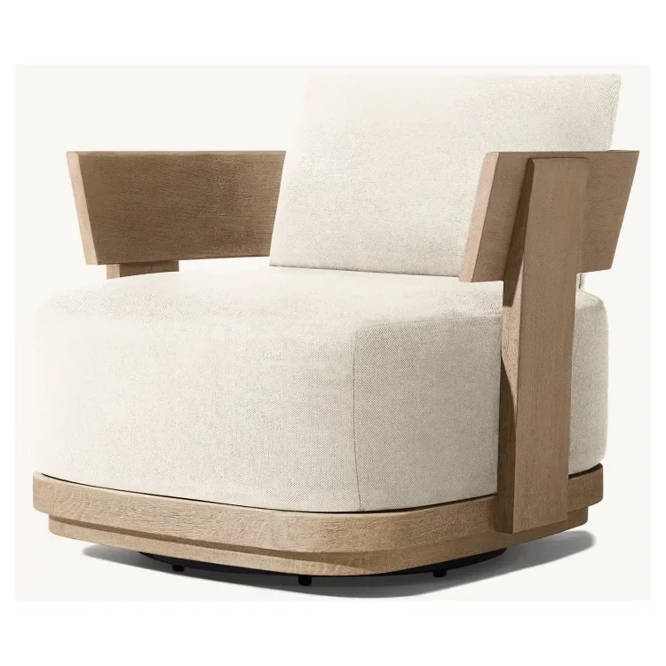 

Outdoor Modern Patio Furniture 360 Degrees Solid Teak Wooden Swivel Chair Chair