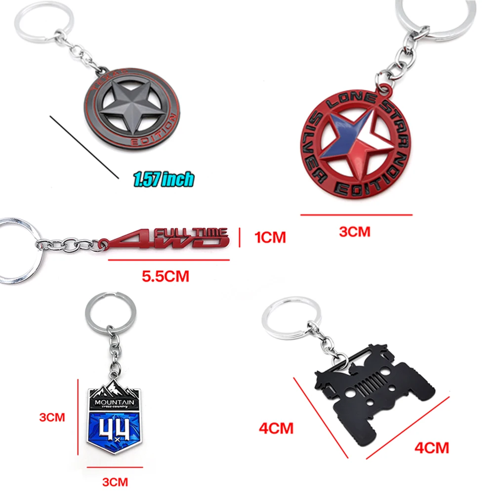 4x4 Metal Car Keychain Keyring Keyfob Key Chain Ring Fob Gift for JEEP Wrangler 1941 75 Years Trail Rated Emblem Badge CNYOWO