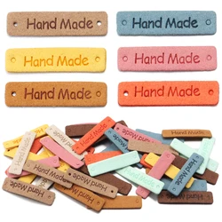 20pcs/lot 1*4cm Handmade PU Leather Tags Color Sewing Labels For Bag Needlework Decoration DIY Hats Bags Garment Accessories