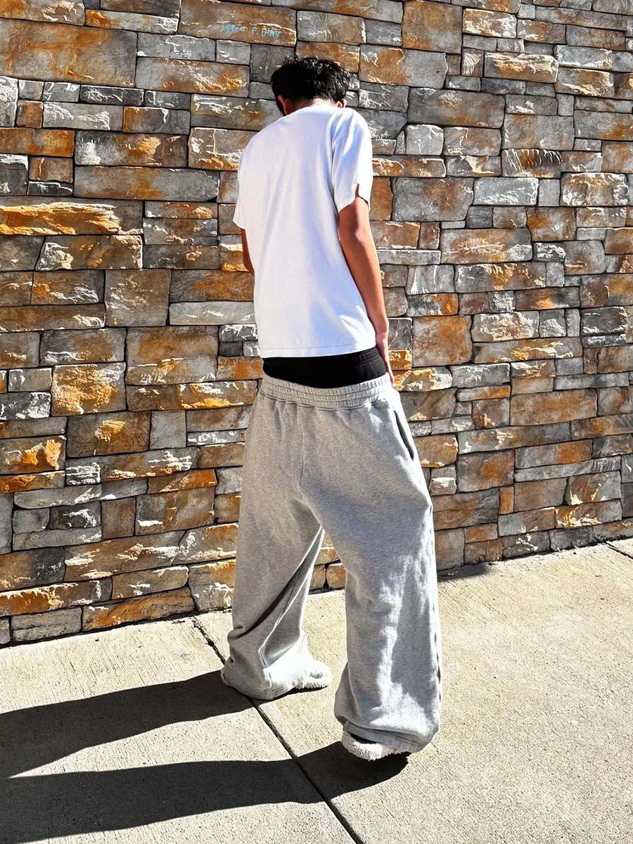 مزدوج الخصر التطريز الشارع Y2k شارع العليا الطباعة التطريز Sweatpants عارضة السراويل المستقيمة