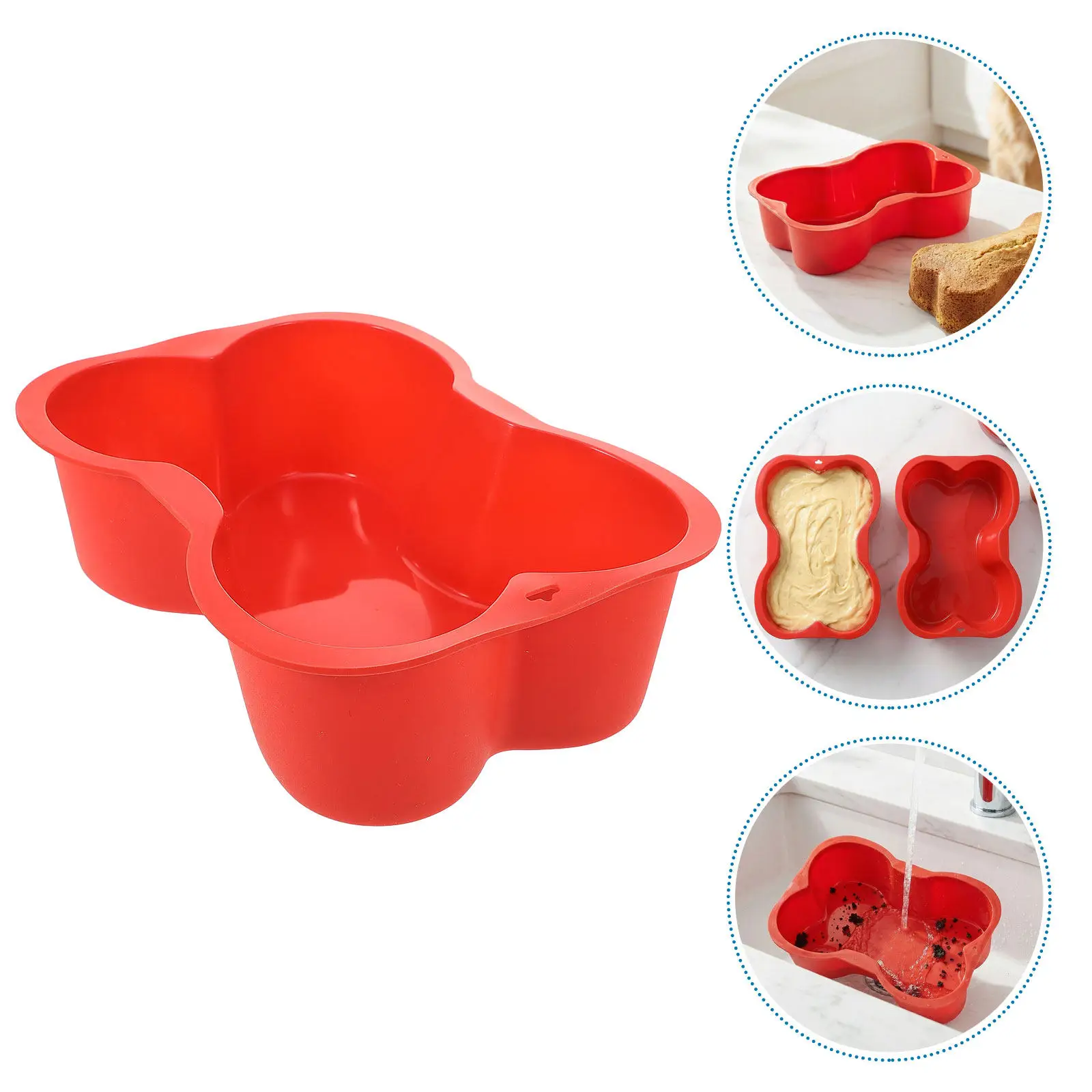 2Pcs Bone Shape Silicone Cake Mold Nonstick Reusable Bakeware Pan Oven Microwave Freezer Safe Dog Birthday Treats