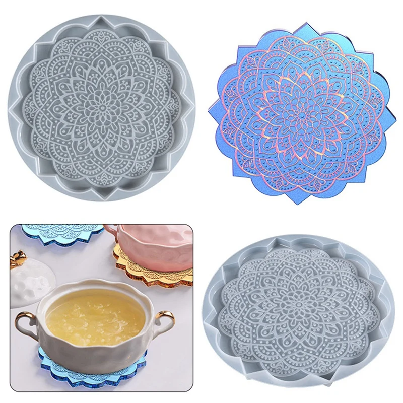 4Pcs Mandala Flower Coaster Mold DIY Epoxy Resin Casting Silicone Mold Home Furnishing Table Decoration Accessories