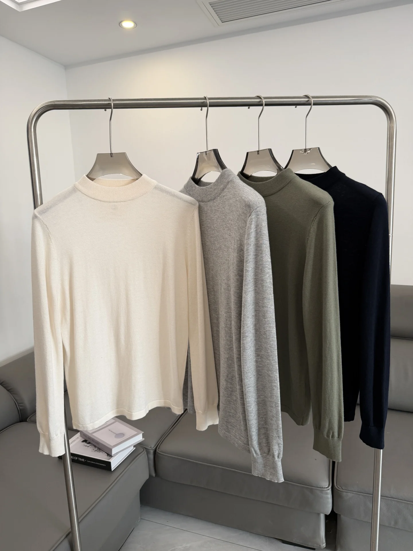 

Удобный мужской вязаный свитер с высоким воротником, базовый, универсальный, теплый, эластичный, из смесовой шерсти, повседневный, с длинными рукавами