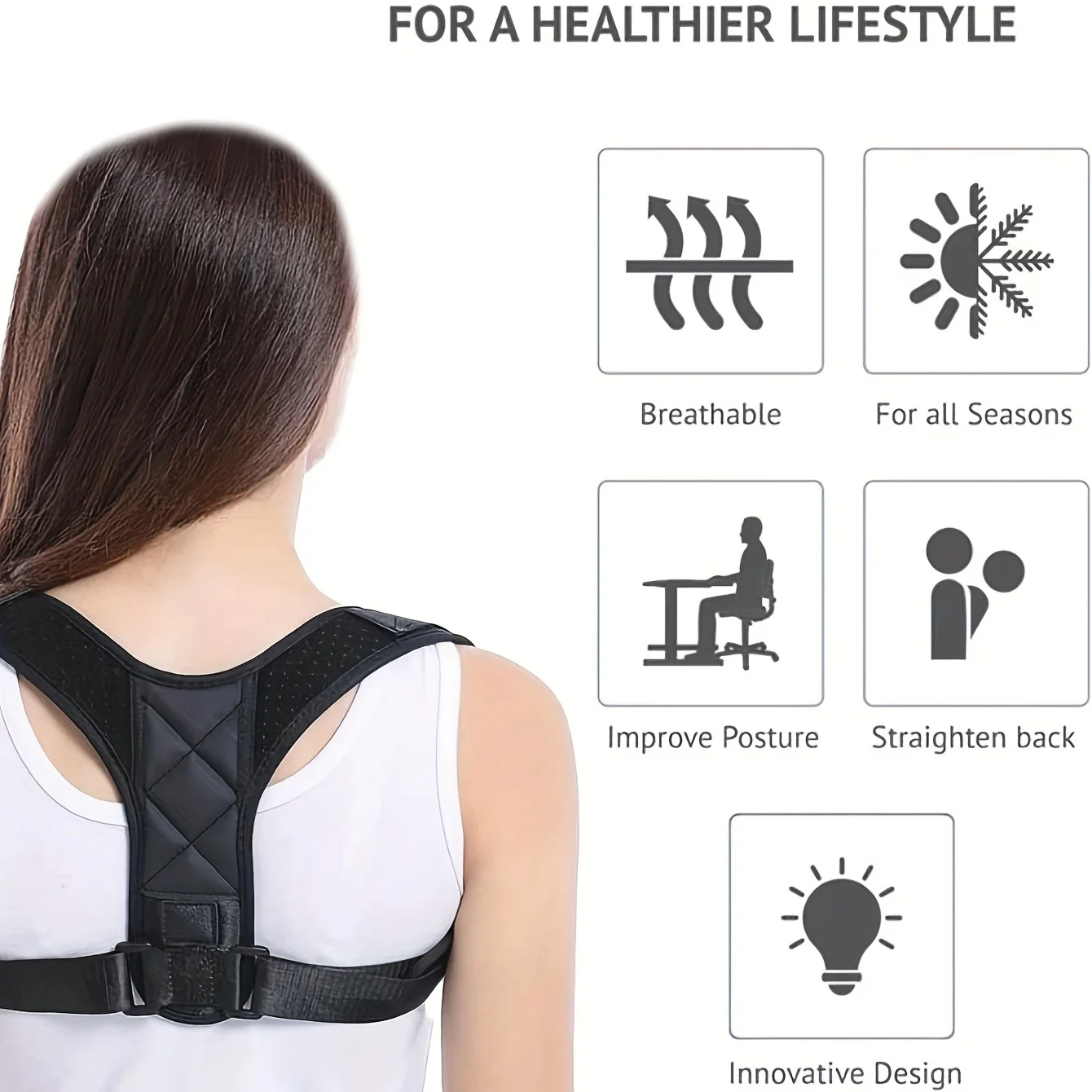 Adjustable Back Straightener Posture Corrector Belt Hunchback Prevention Sitting Posture Unisex Breathable for Men and Women