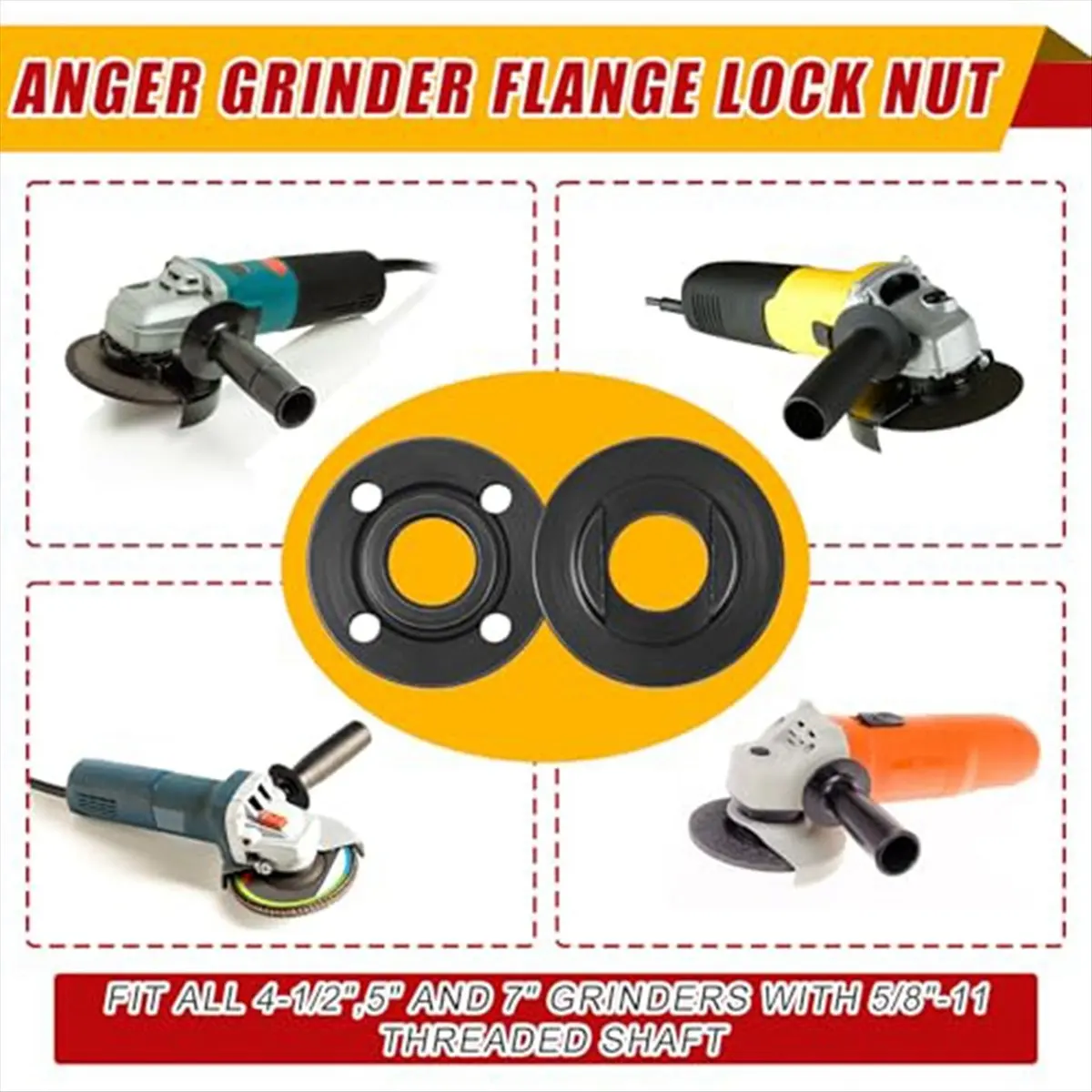 wsfs-25個入りアングルナットアングルグラインダーレンチキット-5-8インチ-11フランジメタルロックナットレンチ-dewalt-makita対応-レッド