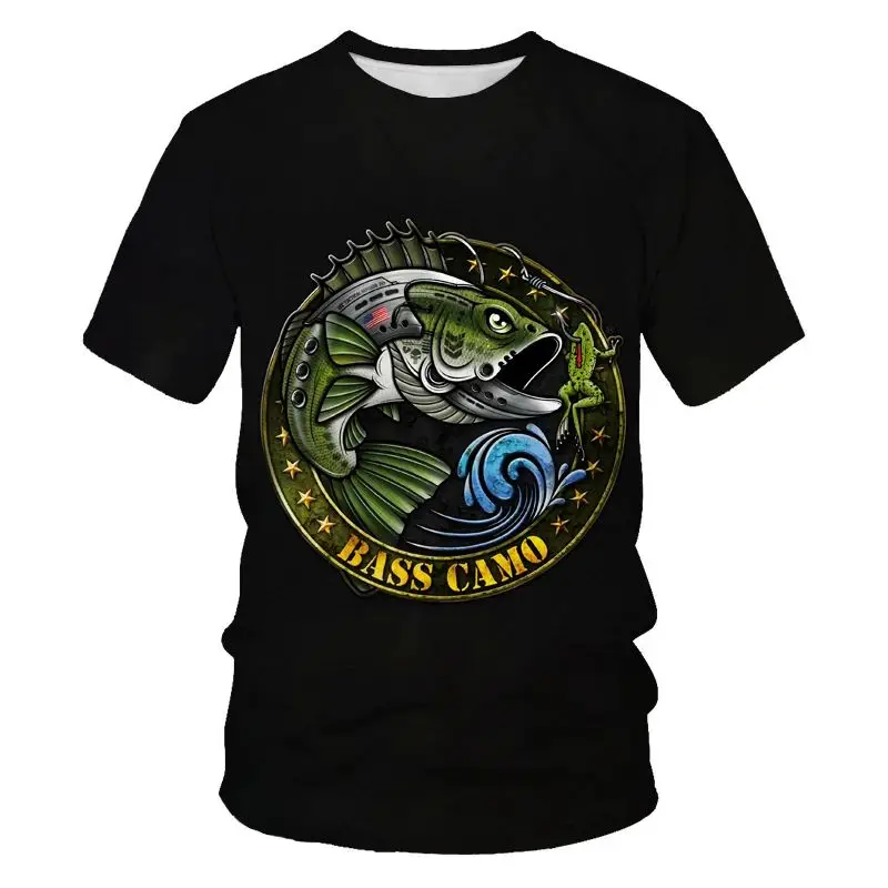 الصيد قصيرة الأكمام Harajuku للجنسين الشارع الشهير الربيع والخريف موضة ثلاثية الأبعاد قمصان مطبوعة أنيقة اللياقة البدنية القمم في الهواء الطلق التمويه