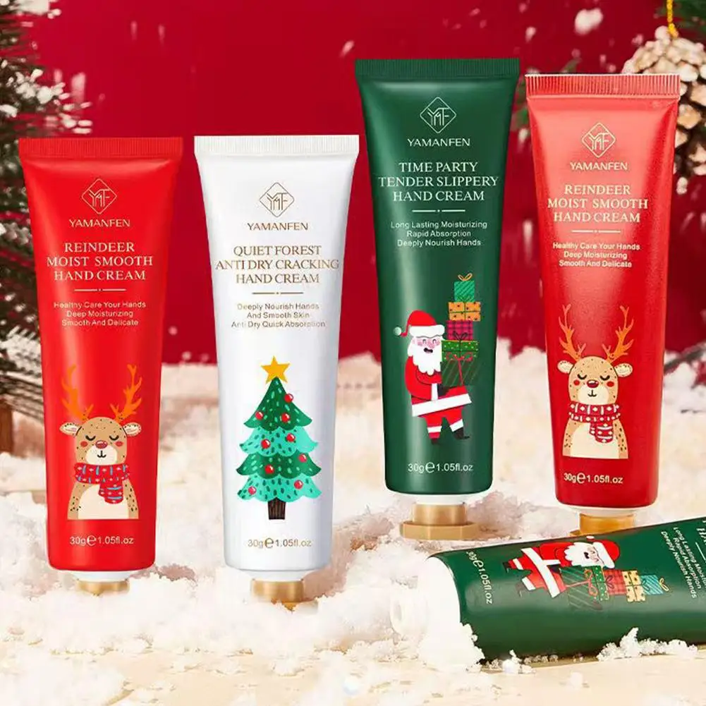 Regalo de Navidad, juego de crema de manos de 5/bolsa, textura de crema, paquete de viaje hidratante, hidratante duradero, regalo suave para la piel de las manos para mujeres