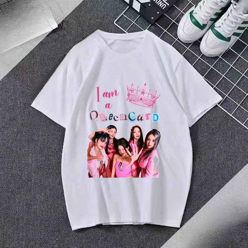 Kpop MIYEON  Soyeon YUQI SHUHUA Printed T-shirt Unisex Street (G) I-Dle 2024 Gidle I Feel T-shirt Printed T-shirt