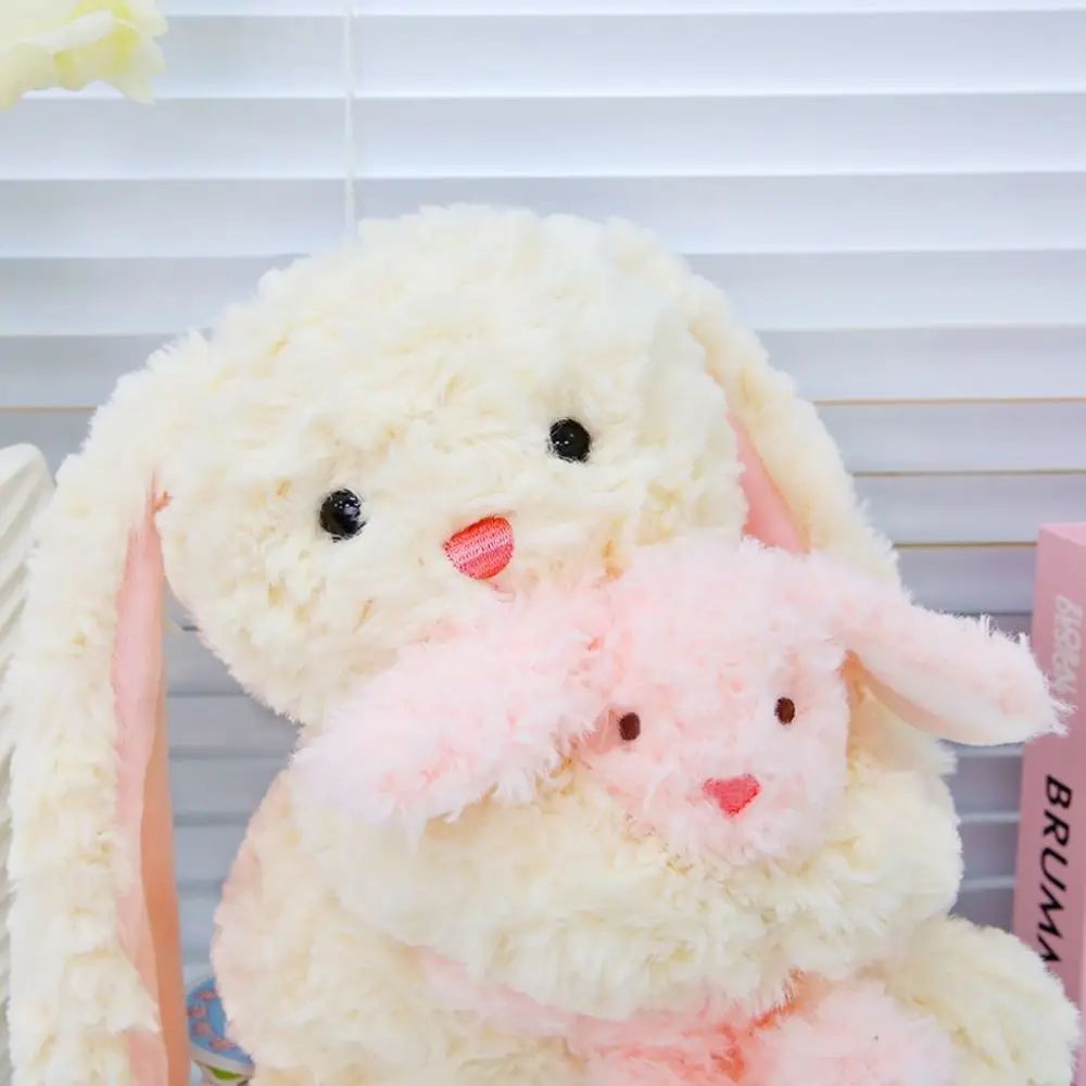 Conejo esponjoso Kawaii, colección hecha a mano, muñeco de conejito relleno, cómodo, suave, oso para padres e hijos, regalos de animales de peluche