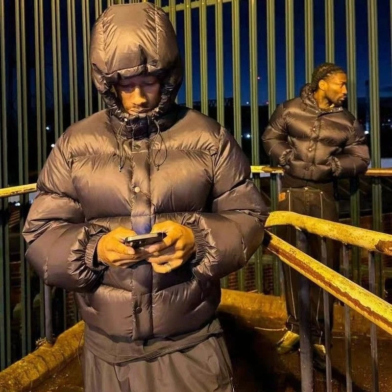 

2025 New Winter Unisex Puffer Down Jacket Letter Embroidery Casual Oversized Bread Coat