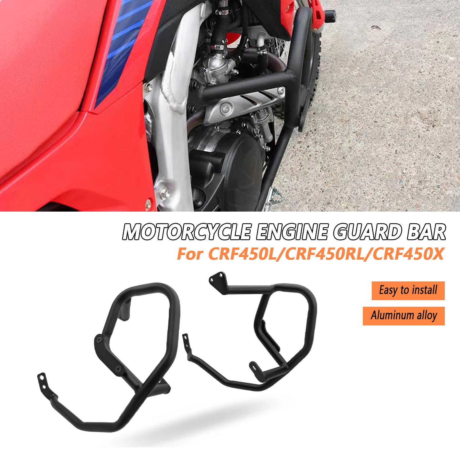 

For CRF450L CRF450RL CRF450X 2018-2024 2023 Highway Bumper Frame Protection Engine Guard Crash Bars Fall protection Bracket