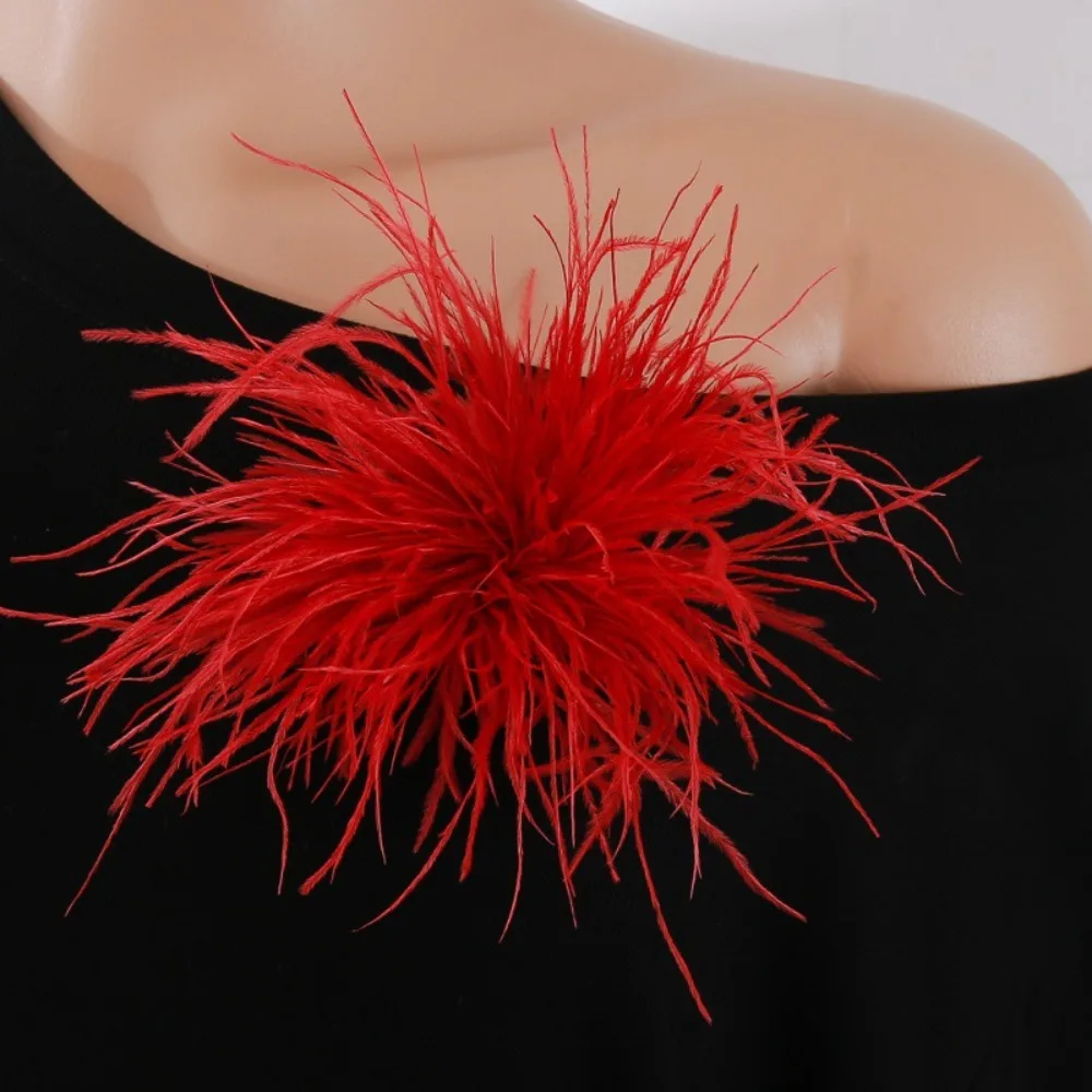 Neue 14 cm handgemachte Feder Blume Brosche Pin für Frauen Hochzeit Party Abzeichen Anstecknadeln Zubehör Modeschmuck Geschenke – Detail 3