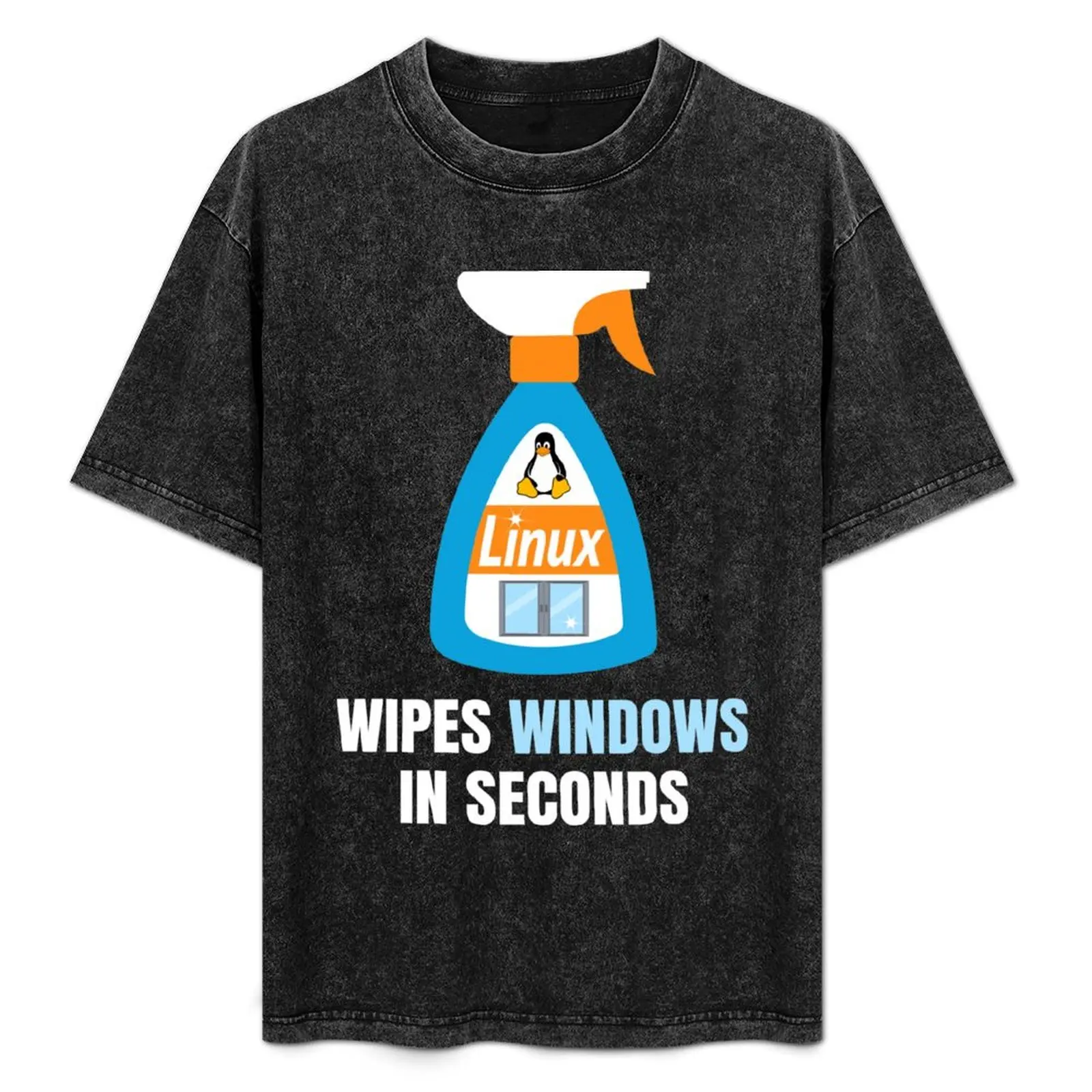 Funny Linux Windows Cleaner T-Shirt Soft Casual Short Sleeve Cotton Tee