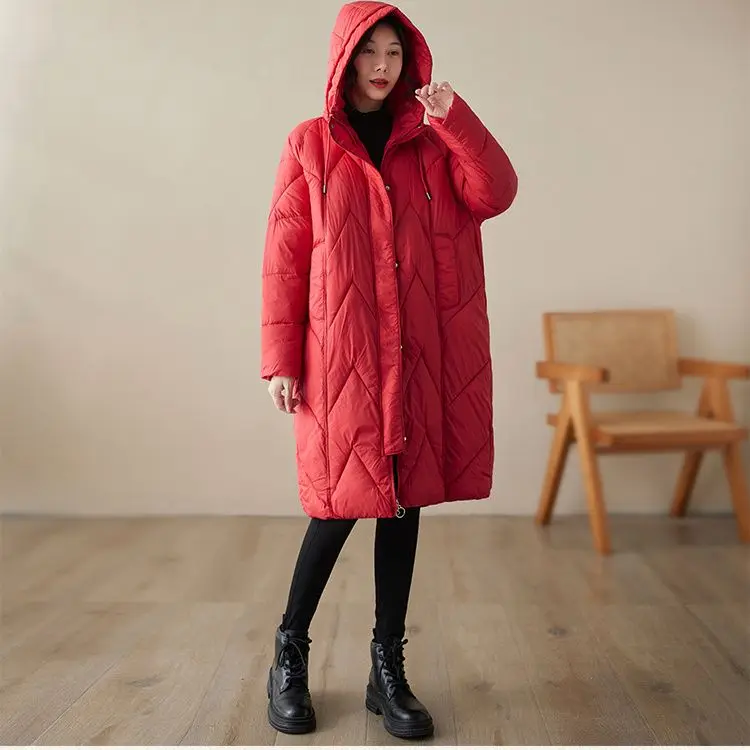 Winter New Women\'s Oversized Down Cotton Jacket Loose Commuting Leisure Warm Hooded Parkas