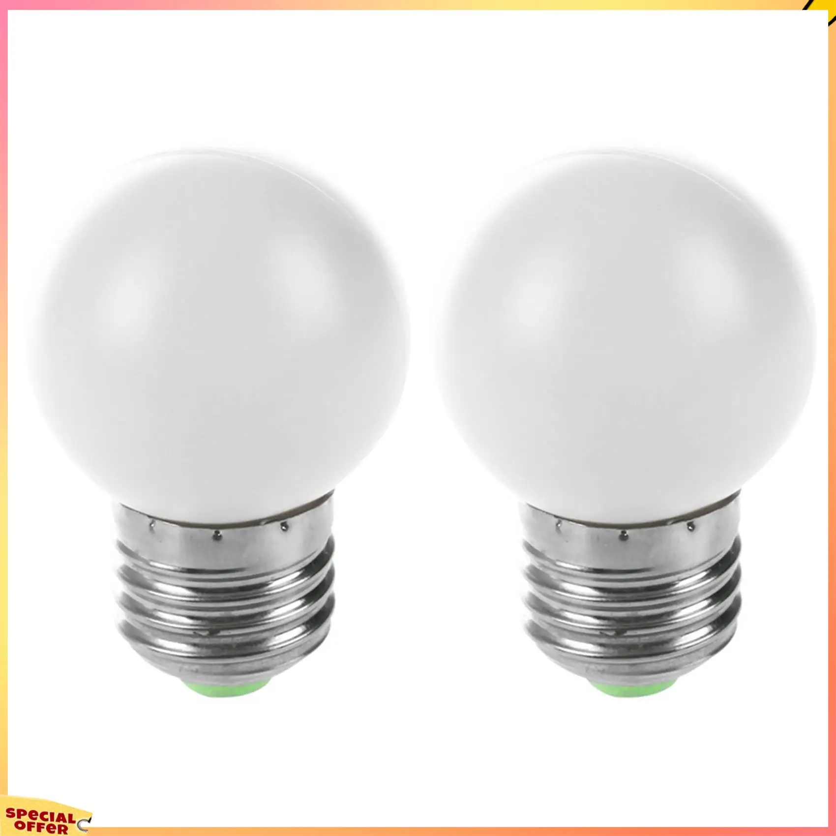 ABFI 2X E27 LED ライト ホワイト電球 プラスチック電球 (0.5W 電力、ホワイト)