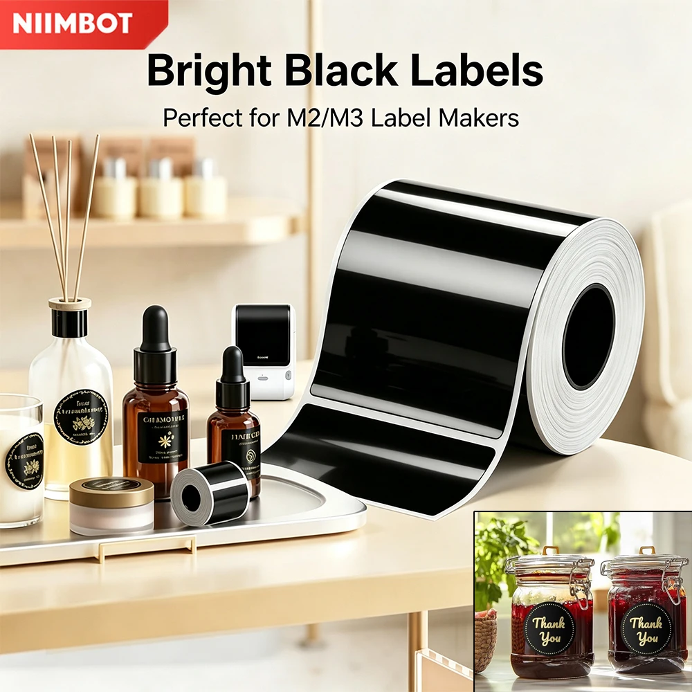 NIIMBOT M2 M3 Glänzend Schwarzes Thermotransfer-Etikett für Hardware-Qualifikationszertifikate und Elektrogeräte-Typenschilder – Detail 1