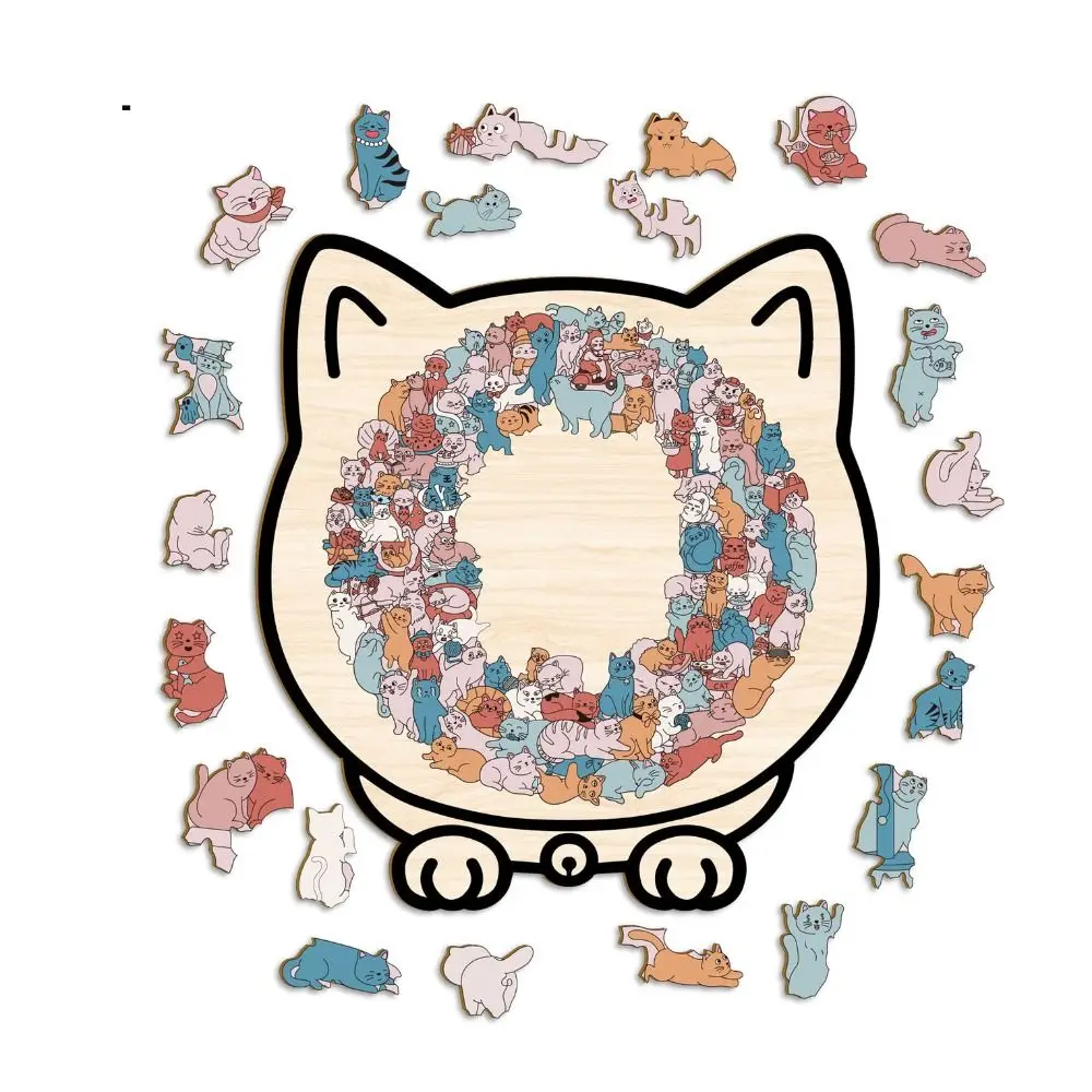 

Brain Burning Cat Puzzle Irregular Puzzle Animal Puzzle Cute Kitten Cat Shaped Wooden Puzzle DIY Assembly Wooden