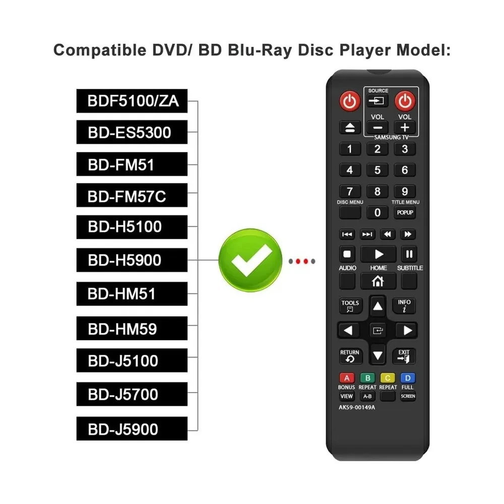 Nowy pilot AK59-00149A AK59-00171A DVD BluRay dla Samsung dla BD-F5100 BD-FM51 BD-FM57C BD-H5100 BD-JM59 BD-F5500