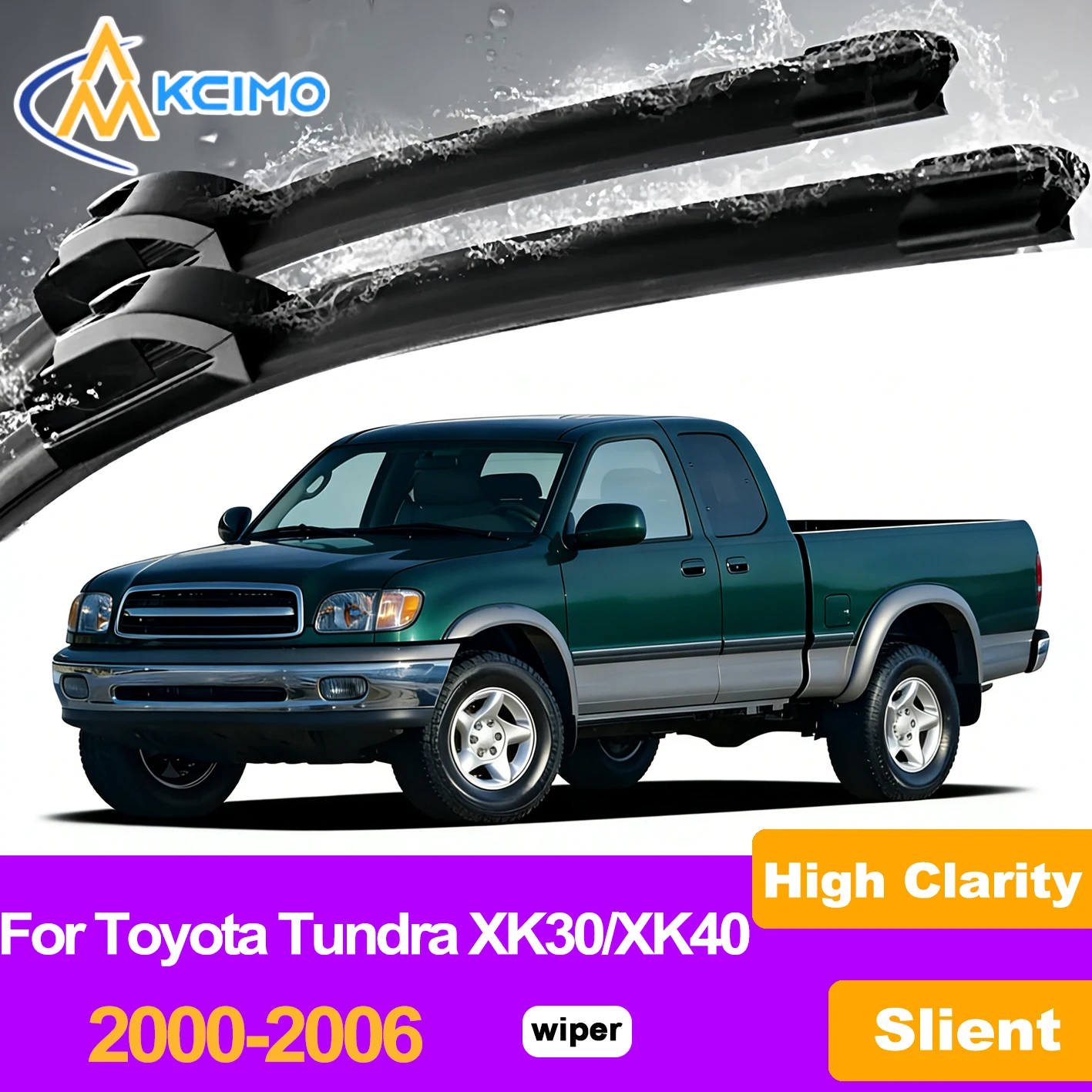 

KCIMO 2PCS Front Wiper Blades For Toyota Tundra XK30/XK40 2000–2006, Ultra-Quiet Operation Design Tool-Free Installation