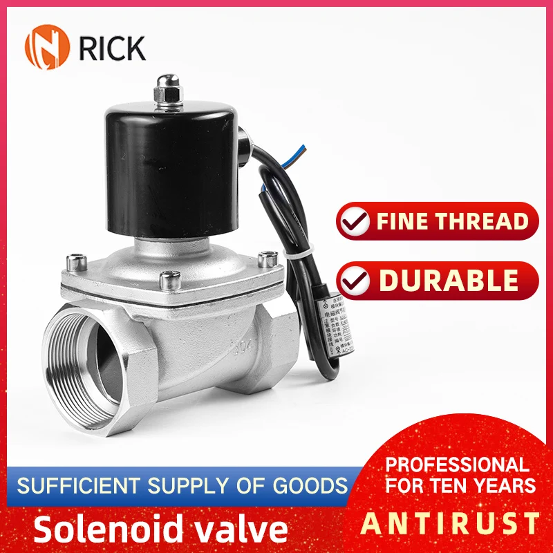 

304 1/2 "3/4" 1 "Stainless Steel Normally Closed Electric Solenoid Valve AC 110V/220V/24V DC 12V Water DN15 DN20 With IP65 DIN