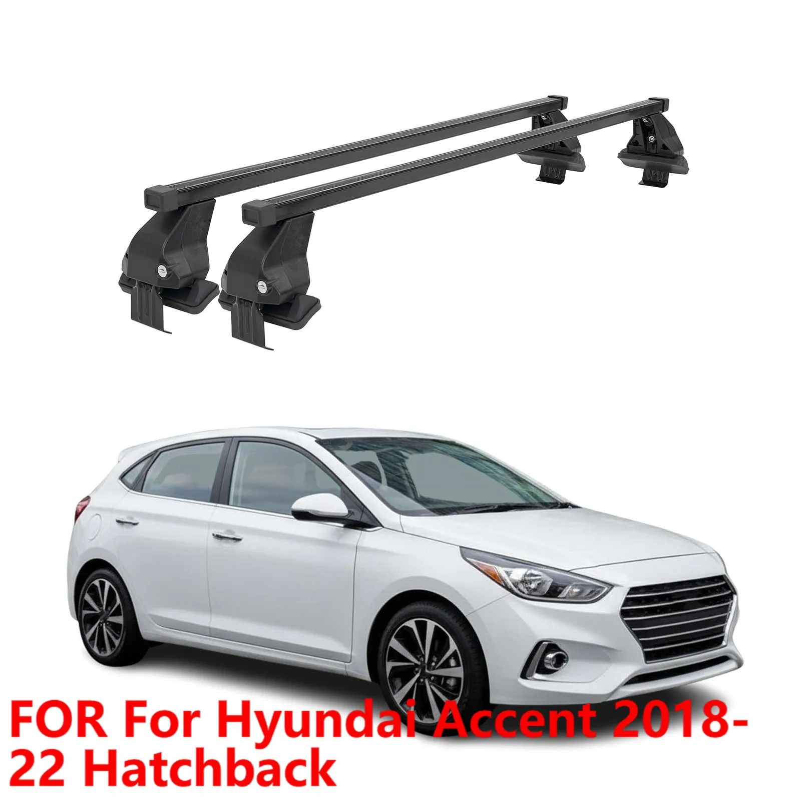 

Для Hyundai Accent 2018-22 хэтчбек, черные поперечины багажника на крышу с гладкой отделкой