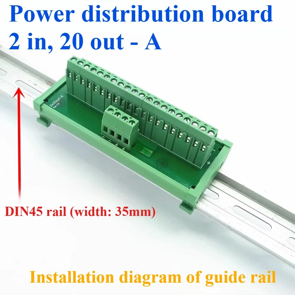 1PC DIN Type Screw Terminal Block Multi-In/Out PCB Distribution Box Parallel Power Cord Splitter Connector for Wiring