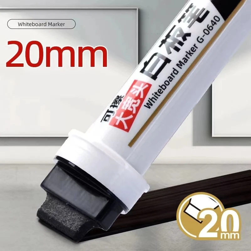 Big Nib Whiteboard Markers 20mm Flat Tip for Clear Visibility Refillable ink Dry Erase JUMBO Markers Black Red Blue