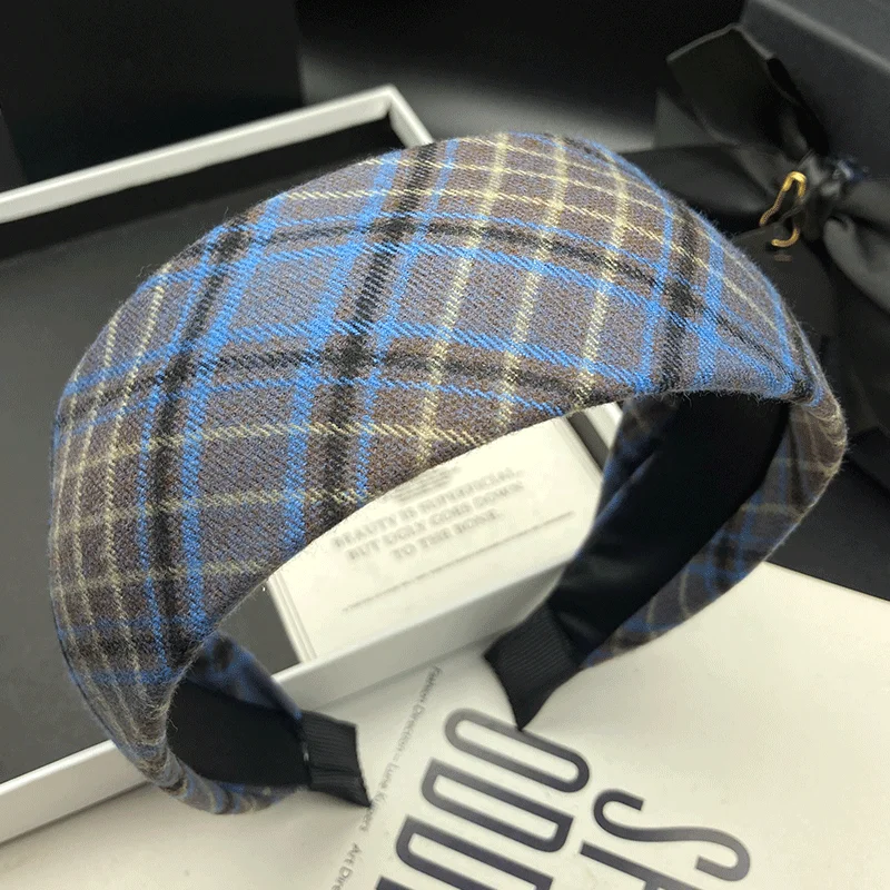 

Заколка для волос с клетчатым принтом для женщин, модные аксессуары для взрослых, широкая заколка для причесок, повязка для умывания