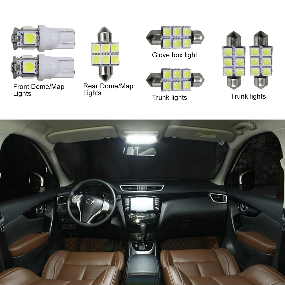 7PCS Car Interior Light Kit LED Bulbs For KIA Sportage-R（low match）Trunk Dome Light Lamp Car Accessories