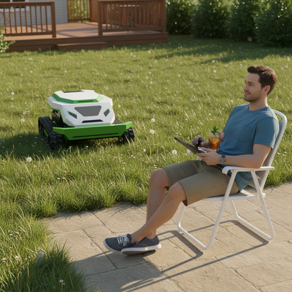 

Remote Control Lawn Mower Multifunctional Charging Snow Sweeper Bulldozer Snow Pusher for Garden Maintenance