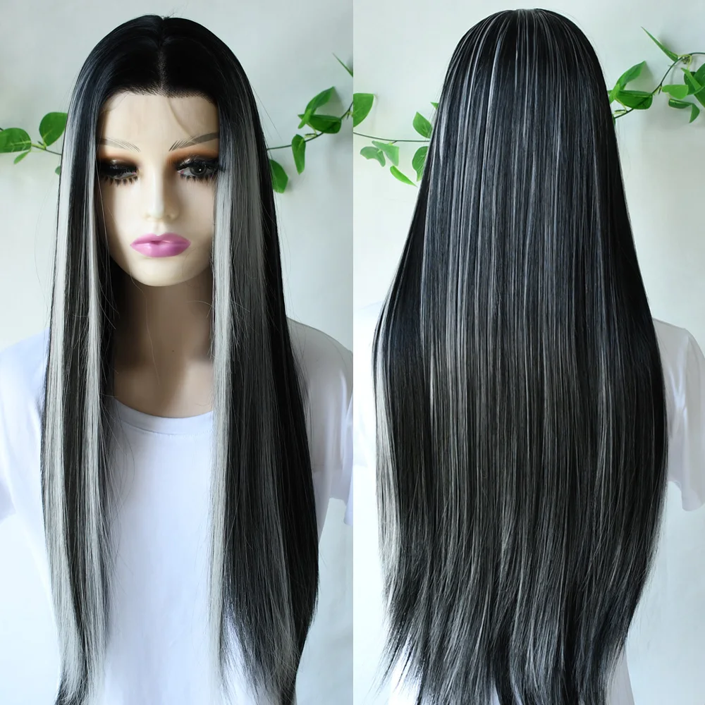 Evidenziare Nero 13x4 Bone Parrucca Anteriore Del Merletto Dritto 30 Pollici Parrucche Frontali Del Merletto Per Le Donne Capelli Brasiliani Glueless Parrucche Sintetiche