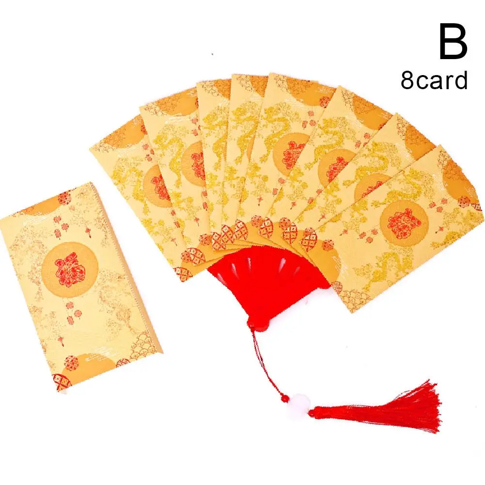 2025 Year of the Snake New Year Fan Shape Red Envelopes Wish Best Red Envelope Folding Lucky Money Gifts Pockets Q3P1