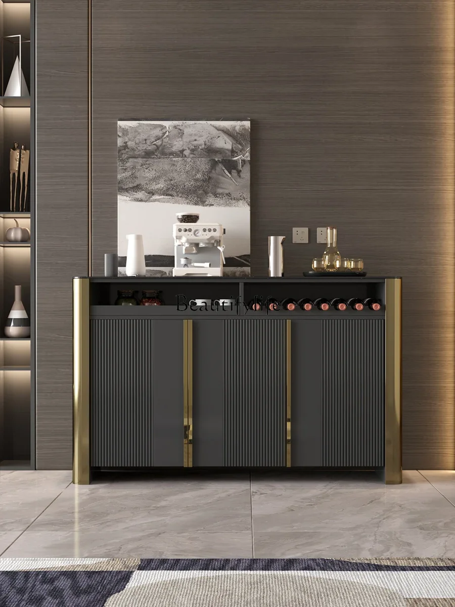 Italian light luxury dining side cabinet modern simple wine cabinet restaurant storage rock slab baking paint