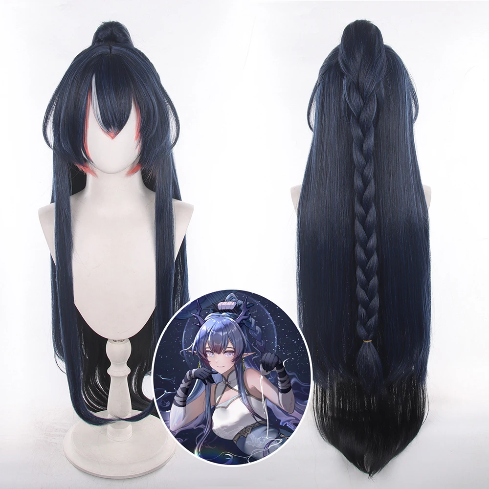 

Anime Arknights Ling Women Cos Wigs Cosplay Costumes Headwear 100cm Long Simulation Scalp Thick Mixed Puffy Long Hair Wigs
