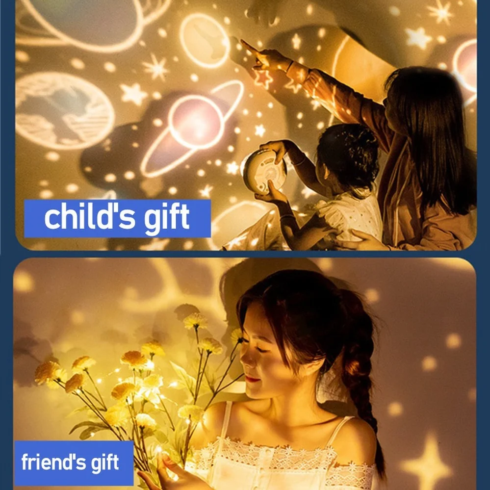 Aswesaw Night Lamp Projector Starry Sky Night Light Projector Bedroom Decor Bluetooth Rotating Music Children's Christmas gift