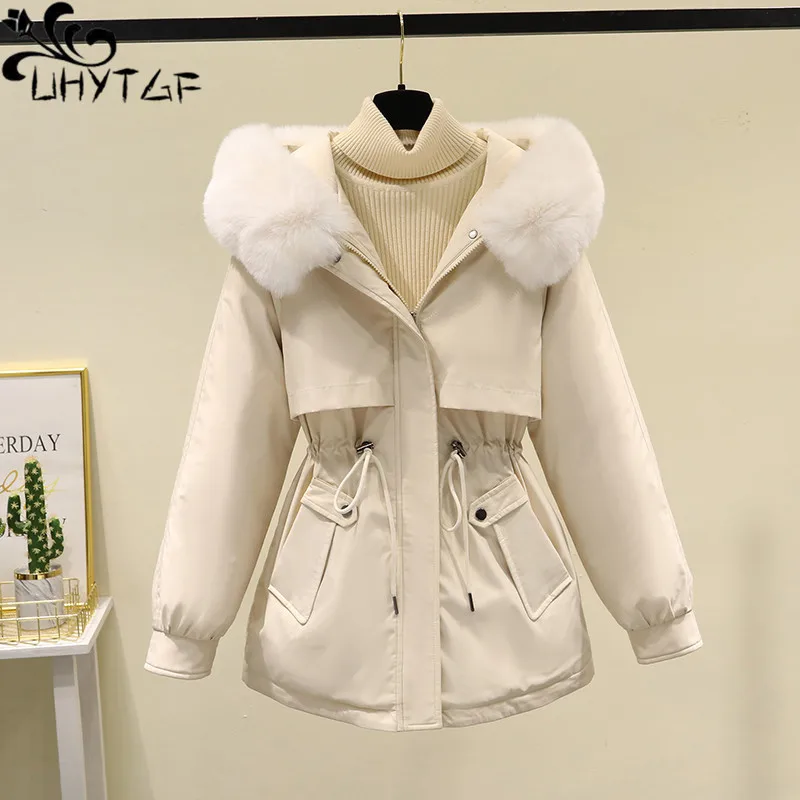 

New Winter Jacket Women Parkas Fur Lining Long Casual Parka Fur Collar Hooded Puffer Coat Thick Warm Jacket Outerwear 3046