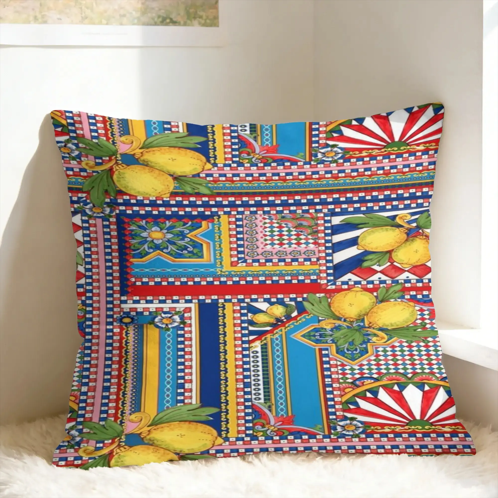Italy Cute Print Sicilia Sicily Love Trinacria Pillow Case  Print Pillow Cover Vintage Pillowcases For Sofa Car Home Decor