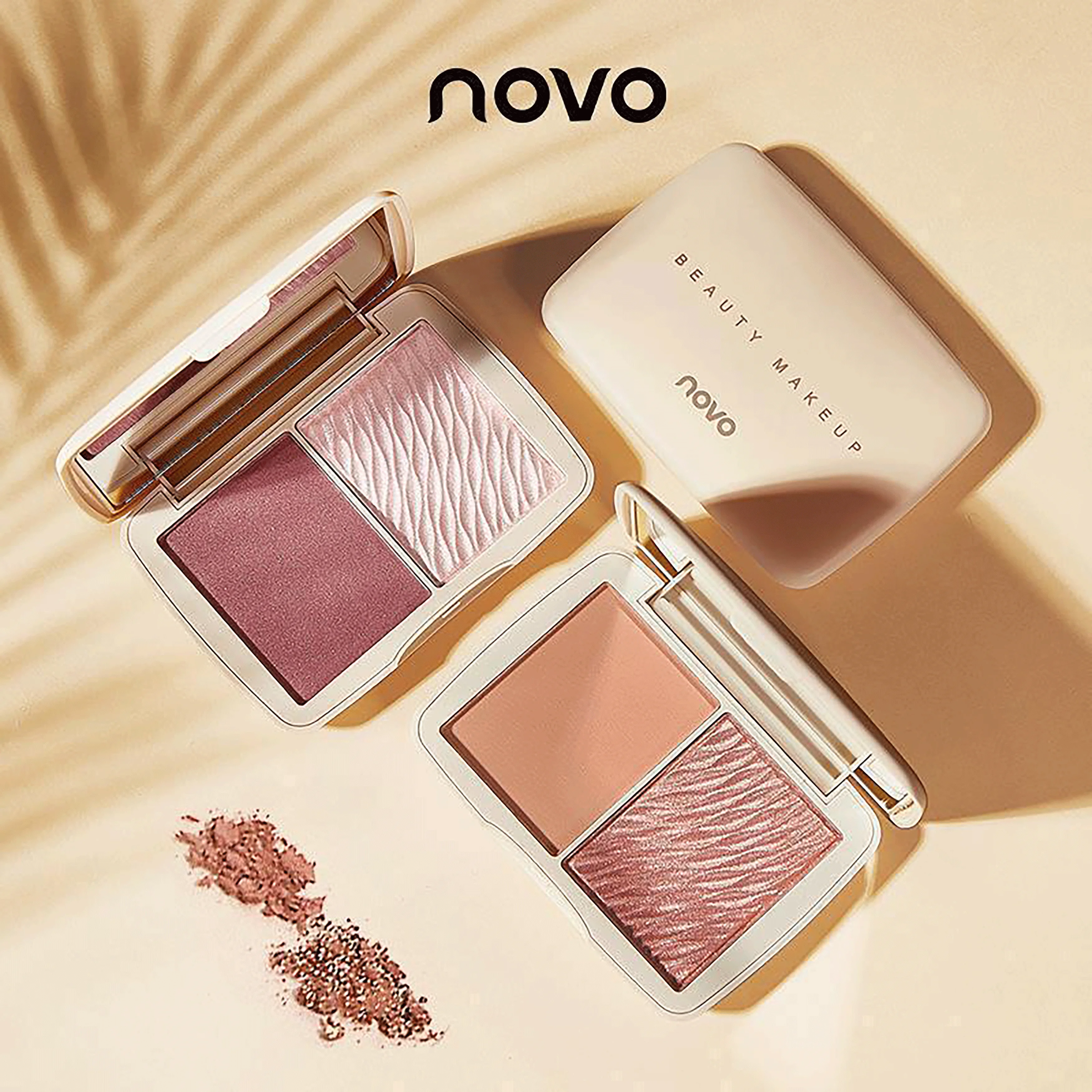 

NOVO Radiant Contouring Powder Компактная универсальная палитра для естественного объемного контура, румян и хайлайтеров