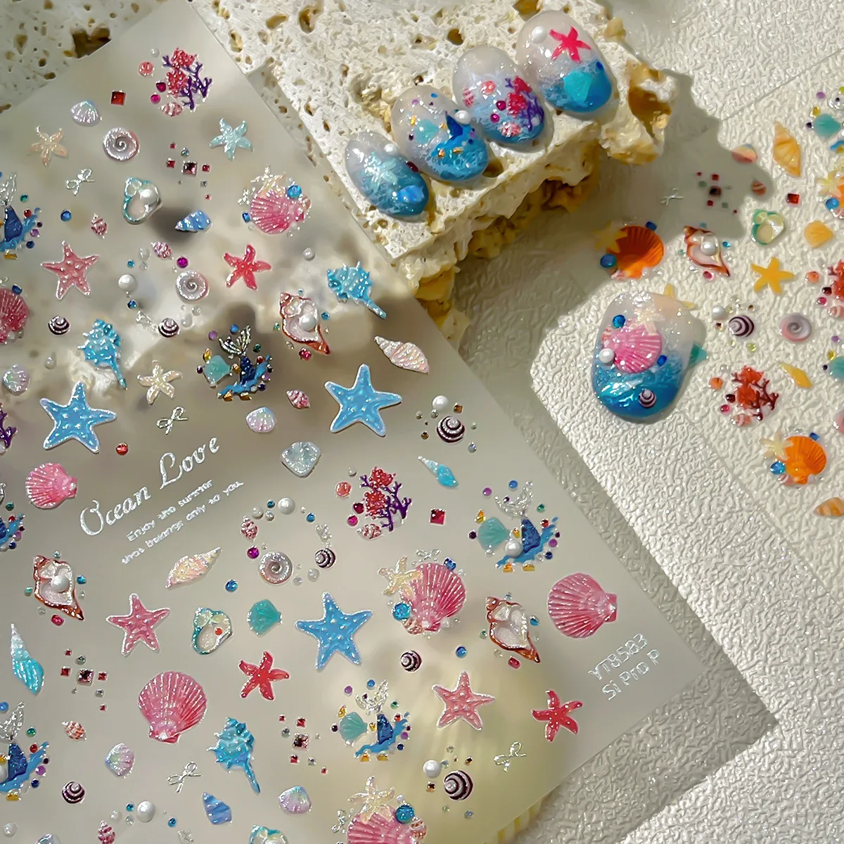 

1pcs Summer colorful Ocean Nail Stickers Sea Star Shell Pattern Self Adhesive Nail Art Stickers Nail Decoration accessories DIY