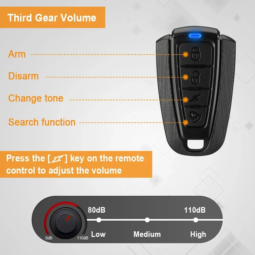 115dB Bike Alarm with Remote USB Charge Wireless Anti Theft Alarm Systems for Motorcycle Bicycle Motion Detection