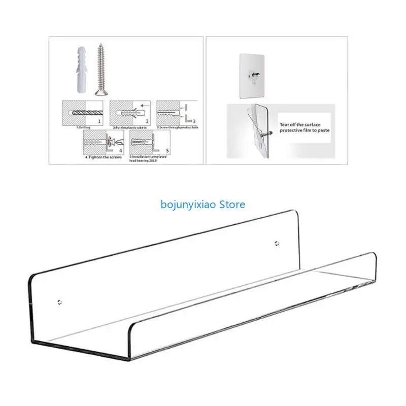

900B 2pcs Clear Record Shelf Wall Mounted Vinyls Holder Acrylic Display Holder Decor