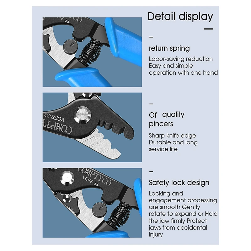 Alicates Pelacables de fibra óptica, herramientas FTTH, tres puertos, VCFS-33